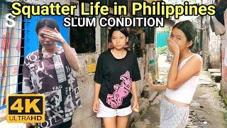 Inside of SQUATTER Biggest Slum in PHILIPPINES | Walk on Secret Slum Condition in Quezon City [4K]