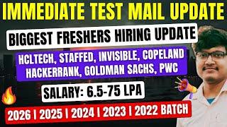 Direct Test Hiring | Immediate Test Mail | OFF Campus Drive |Fresher IT Job Hiring | 2026-2022 Batch