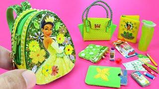 16 DIY Miniature Tiana Hacks Back to School ~ Backpack, Journal, Elmers Glue, Bottle, Colors