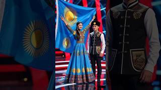 The Woman Performs a Fusion With Kazakhstani Flag on AIGT #kazakhstani