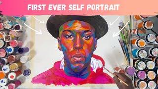 My First Ever Self Portrait  (Time-Lapse Acrylic Painting session)