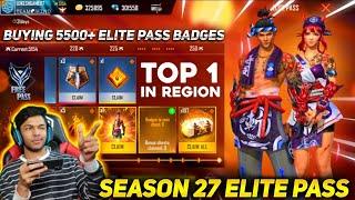 Buying 5000++ Badges In Season 27 Elite Pass And I Got 300 Magic Cube Create At Garena Free Fire