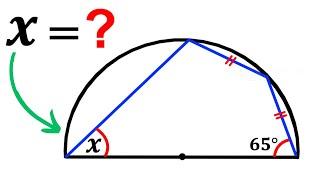 Can you find the angle X? | (Semicircle) | #math #maths | #geometry