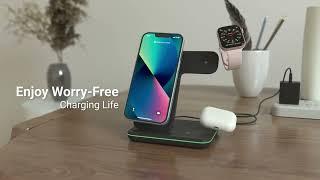 minthouz 3 in 1 Fast Wireless Charger with Adapter 18W Fast Charging Station for Multiple Devices