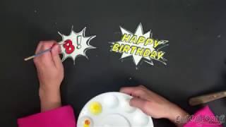 Super Comic Birthday Burst & Numbers Cake Stencil Set