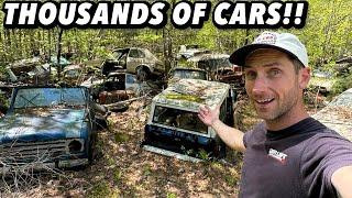 HIDDEN JUNKYARD EXPLORING! THOUSANDS OF ABANDONED CARS IN THE WOODS!
