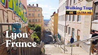 LYON  4k City Walking Tour | Hidden Streets & Steep Stairways from Opéra to Croix Rousse | France