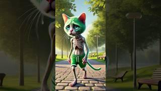 Poor skinny green cat + two years later #cat #cute #story #ai