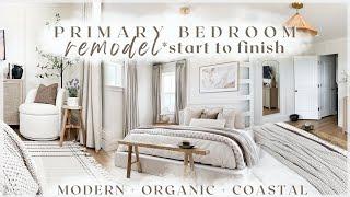 EXTREME BEDROOM REMODEL - modern + organic + coastal / room makeover from start to finish!