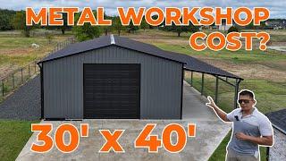 30x40 Metal Building with Porch | Texas Metal Workshop Prices | WolfSteel Buildings