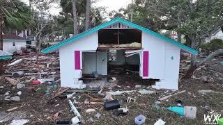 Hurricane Helene - Cedar Key storm surge aftermath   -Drone