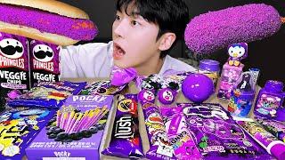 ASMR MUKBANG | 직접 만든 퍼플 디저트 먹방 핫도그 아이스크림 초콜릿 & PURPLE DESSERT JELLY CANDY