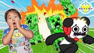 RYAN LET'S PLAY ROBLOX CREEPER CHAOS HALLOWEEN SPOOKY GAME WITH COMBO PANDA