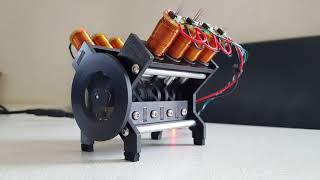 Solenoid engine V8 crossplane - with hall sensor and arduino