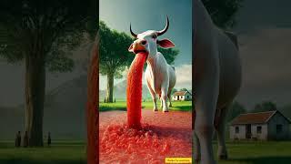 Grandma's cow comes to the village and gives millions of liters of strawberry juice #ai #shorts #cow