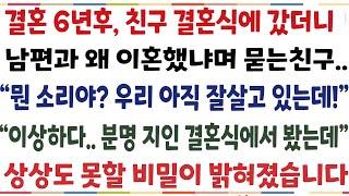 (반전신청사연)결혼 6년후 친구 결혼식에 갔더니 남편과 왜 이혼했냐며 묻는 친구 "뭔소리야? 우리 아직 잘살고 있는데" 이상하다 지인결혼식 봤는데[신청사연][사이다썰][사연라디오]