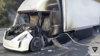 Elon Musk SHOCKED About The Reason Tesla Semi Fire! Shuts Down Highway 16 hours ! What's Happened?