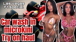 F1 special MICROKINI TRY ON car wash