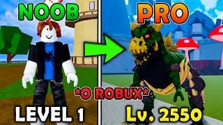 NOOB To MAX LEVEL With NO ROBUX In Blox Fruits! (FULL MOVIE)