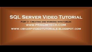 Creating and working with tables - Part 3