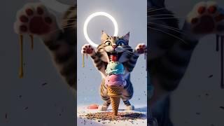 Cute cat | crazy cat with ice cream  | cat dancing and eating ice cream  #cat #funny #meow #kitten