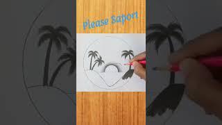 Circle Scenery Drawing | Nature Drawing #short #youtubeshorts #shortvideo #nature #viral #shorts