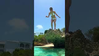 Girls just have Funawesome beach cliff jumping asmr #beach #thrill #shorts