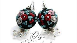 Серьги из полимерной глины. Цветочная филигрань. Earrings made ​​of polymer clay. Floral filigree.