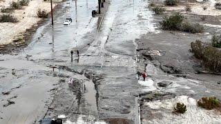 Drone View of Hilary's destruction in Cathedral City, California