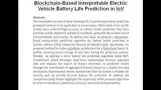 Blockchain Based Interpretable Electric Vehicle Battery Life Prediction in IoV