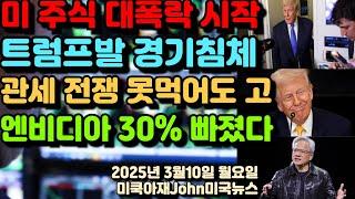 나스닥 -4.20% 폭락! 미주식 급락중! 트럼프발 경기침체 가능! 미국 관세 전쟁 못먹어도 고! 엔비디아 최근 30% 빠져! 캐나다 새로운 총리 트럼프 미국 반격 다짐!