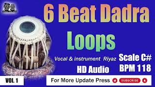 6 beat loops dadra tabla loops scale C# BPM 118 hd audio taalmala tabla studio