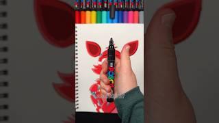 Drawing Foxy from FNAF with Posca Markers! #shorts