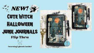 Cute Witch & Black Cat Halloween Junk Journal Flip Through #halloweenjournal #junkjournaling