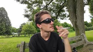 Smoking a Cigarette on a Bench in a Field of a Canadian Park with a $12 Entry Fee