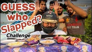 Guess who SLAPPED challenge!! win, eat, get back! lays,chapli kabab,naan,slanty,lychi,samosa,snakers