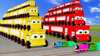 Big & Small Long Bus Lightning McQueen vs Thomas Trains - BeamNG.Drive