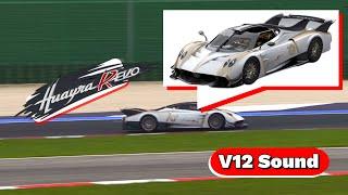 V12 SOUND | Pagani Huayra R EVO testing on Track FULL THROTTLE 9200 RPM