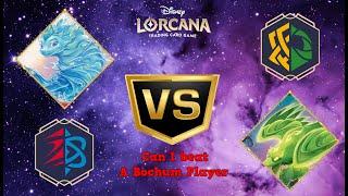 Disney Lorcana Gameplay: Ruby/Sapphire VS Emerald/Amber Discard w/Bochum Player