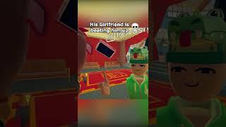 His Girlfriend is beating him up 