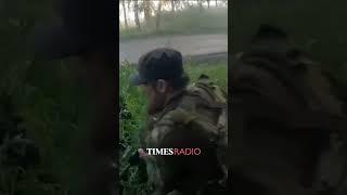 Chechen volunteers stop a Russian military truck from passing through Ukraine