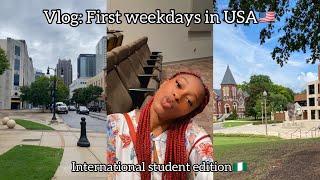 My first few days in USA as an International student| Settling down + unpacking + school tour..