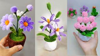 Amazing 3 Beautiful Pipe Cleaner Flower Making | DIY Mini Flower | Pipe Cleaner Craft | Home Decor