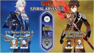 Abyss 5.2 | Duo C0 Neuvillette & Furina X C0 Zhongli & C0 Arlecchino Full Stars | Genshin Impact