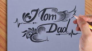 New art design of Mom Dad tattoo with pencil || simple drawing of mom dad tattoo idea