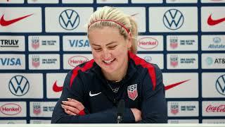 USWNT Head Coach EMMA HAYES and Midfielder LINDSEY HORAN; Team USA will face England