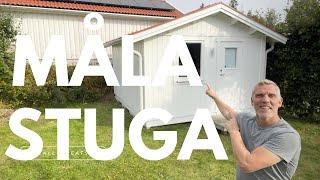 Måla och fasadtvätt av stuga, hus, fasad tvätt, fasadmålning, måla fönster och dörr.