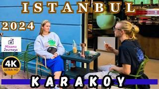 Istanbul Turkey Karakoy 4K Walking Tour: Street Cafes, Foods, Fish Sandwiches & Seaside | Oct 2024