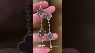 2023 New: Silver Obsidian/Rose Gold and Pietersite/White Gold VINTAGE ALHAMBRA 5 motifs VCA bracelet