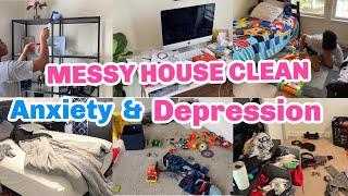 MESSY HOUSE  CLEAN WITH ME | CLEAN WITH ANXIETY | MOM LIFE SPEED CLEANING